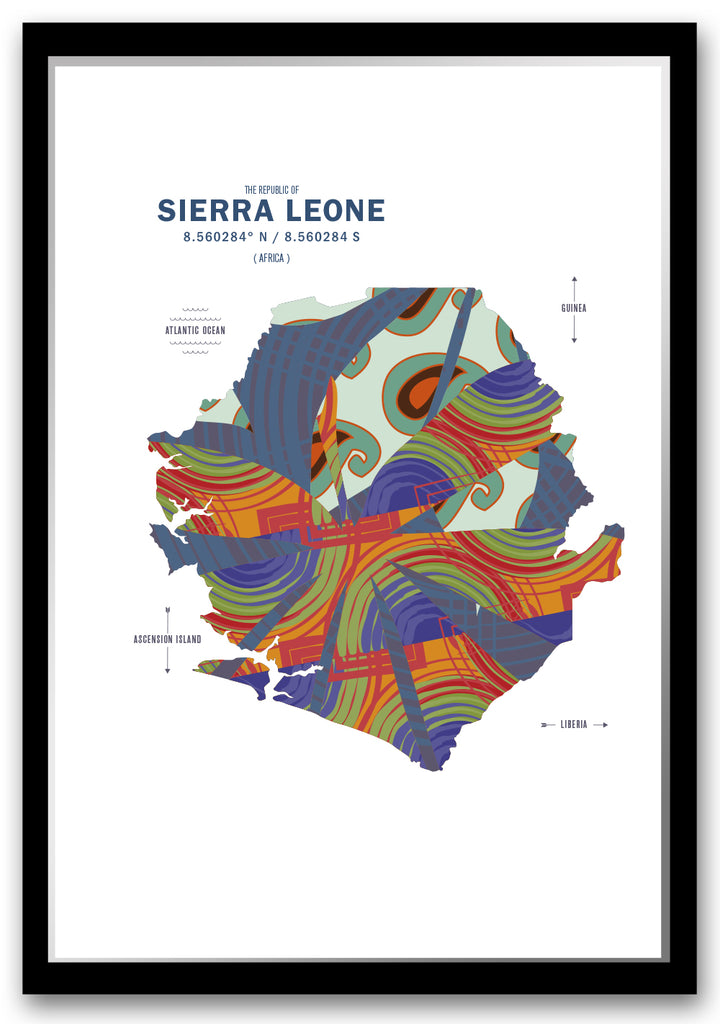 Colorful Sierra Leone Map Print Poster