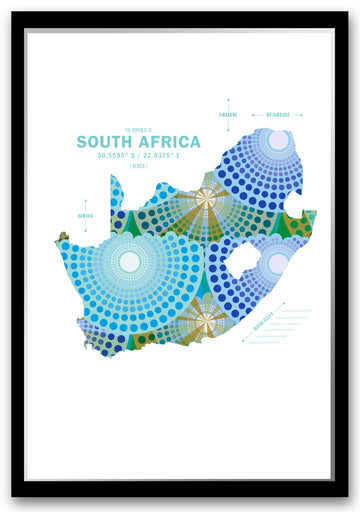 Colorful South Africa Map Print Poster