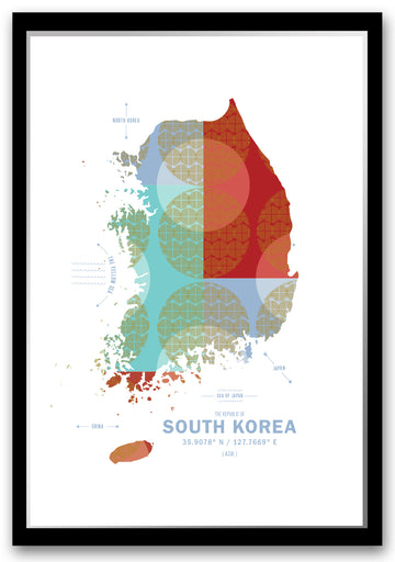 Colorful South Korea Map Print Poster