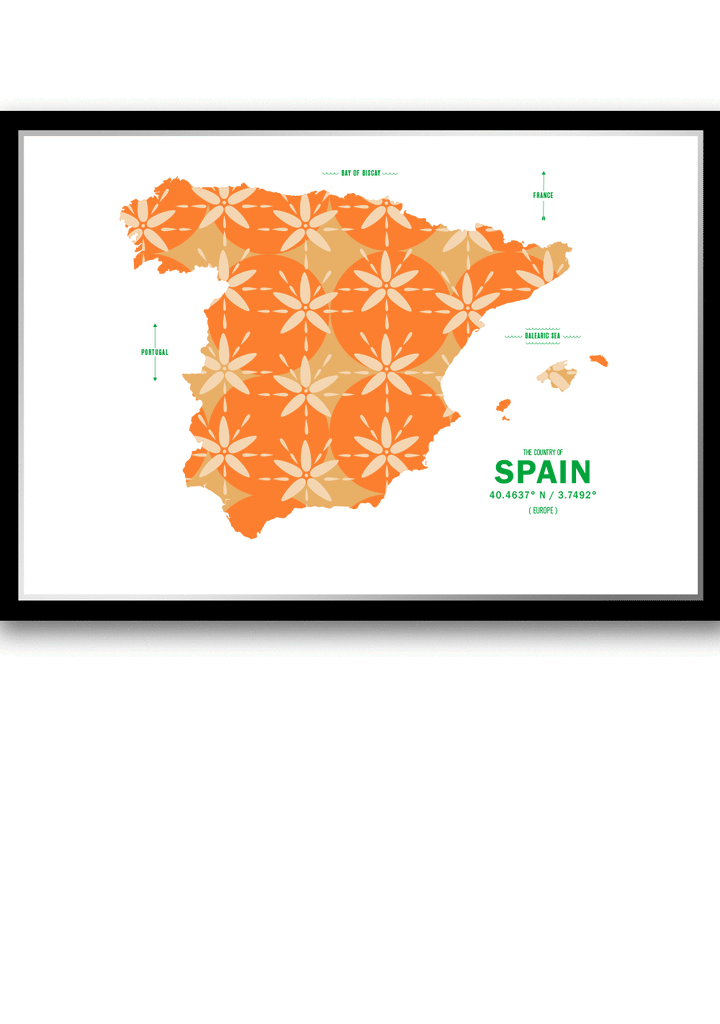 Colorful Spain Map Print Poster