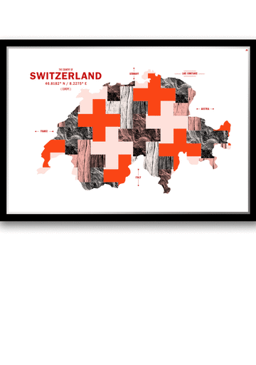 Colorful Switzerland Map Print Poster