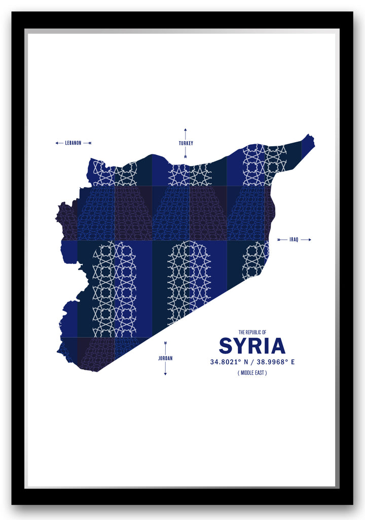 Colorful Syria Map Print Poster