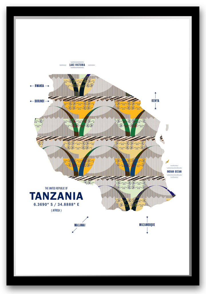 Colorful Tanzania Map Print Poster