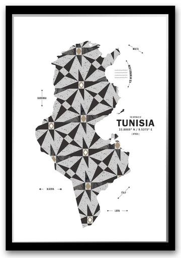 Colorful Tunisia Map Print Poster