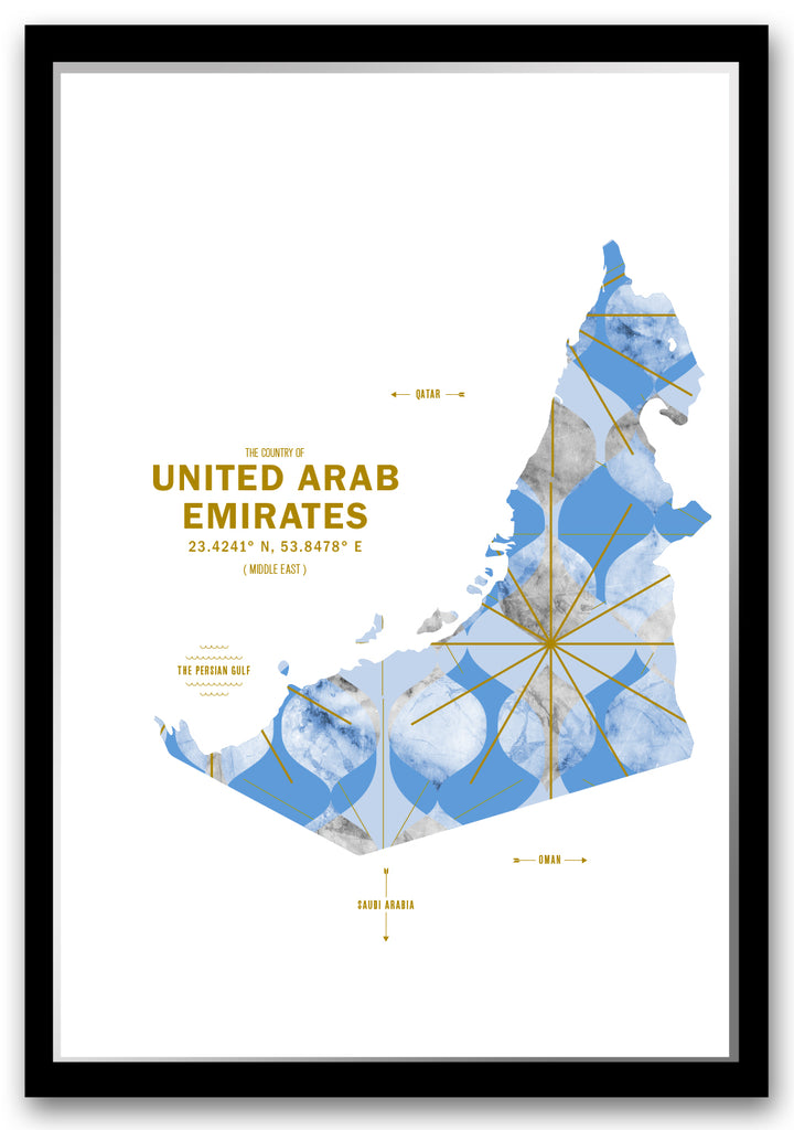 Colorful United Arab Emirates Map Print Poster
