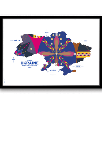 Colorful Ukraine Map Print Poster