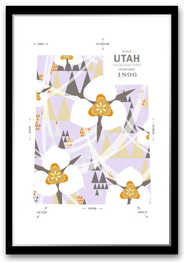 Colorful Utah Map Print Poster
