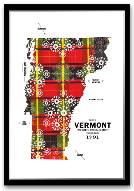Colorful Vermont Map Print Poster
