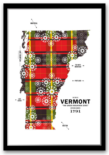 Colorful Vermont Map Print Poster