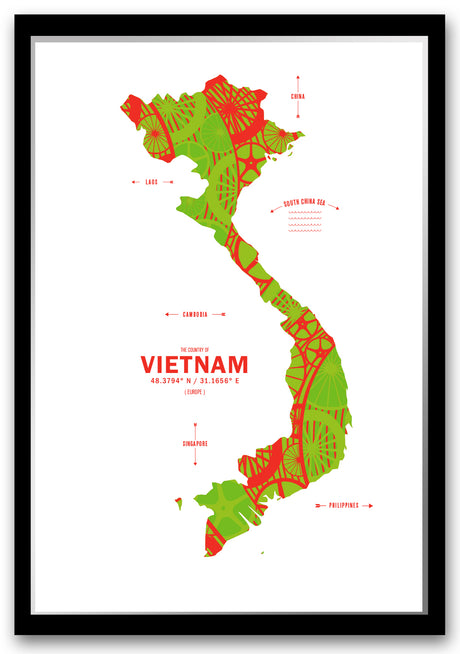 Colorful Vietnam Map Print Poster
