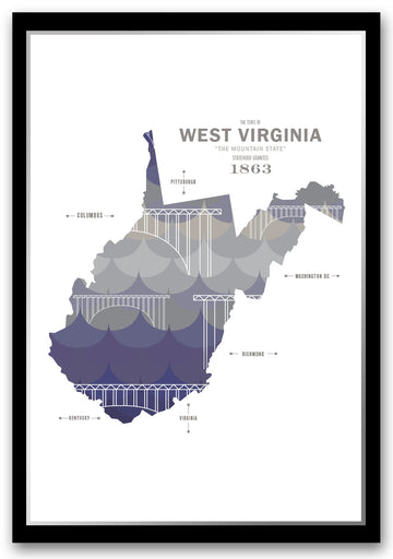 Colorful West Virginia Map Print Poster