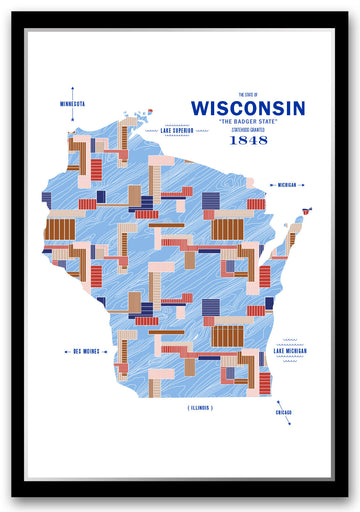 Colorful Wisconsin Map Print Poster