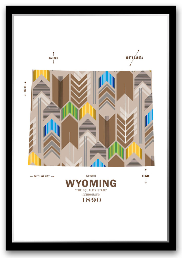Colorful Wyoming Map Print Poster