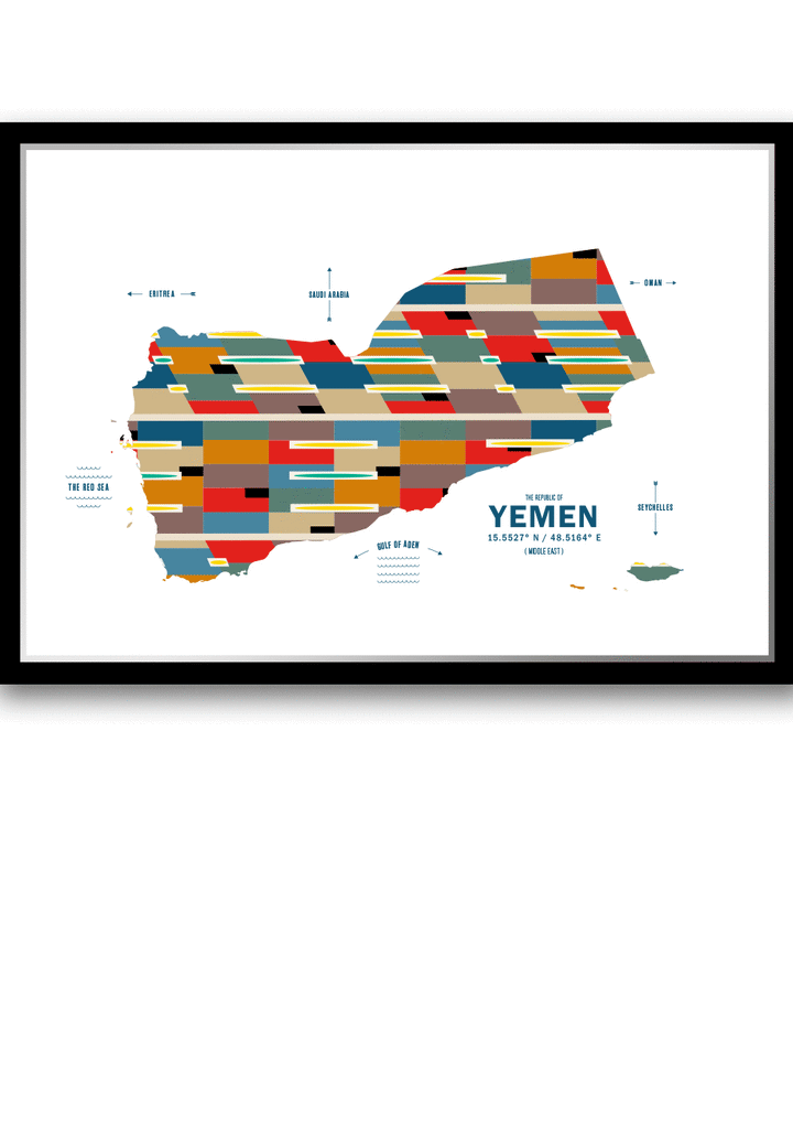 Colorful Yemen Map Print Poster