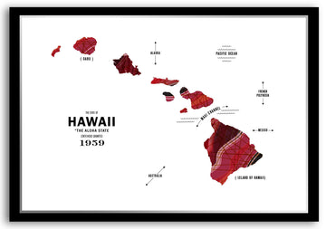 Colorful Hawaii Map Print Poster
