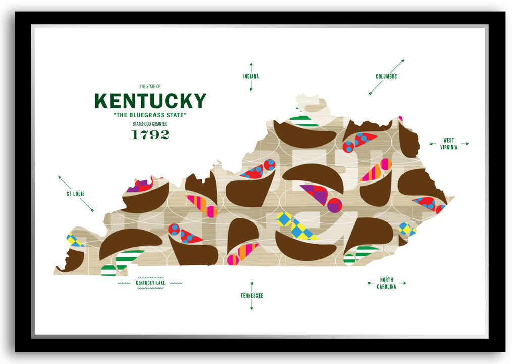 Colorful Kentucky Map Print Poster