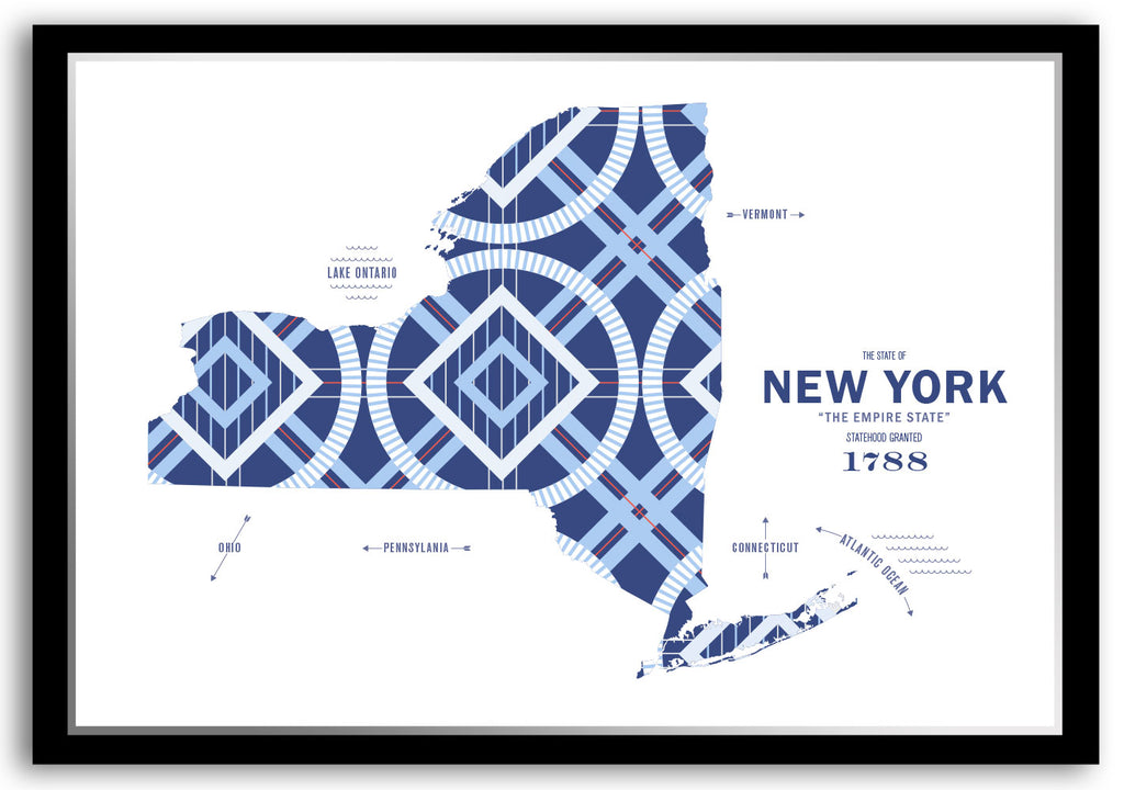 Colorful New York Map Print Poster