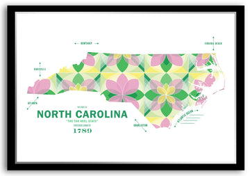 Colorful North Carolina Map Print Poster