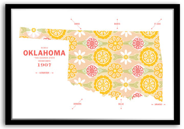 Colorful Oklahoma Map Print Poster