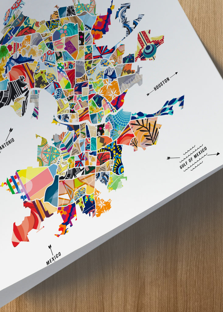 Colorful Austin City Map Print
