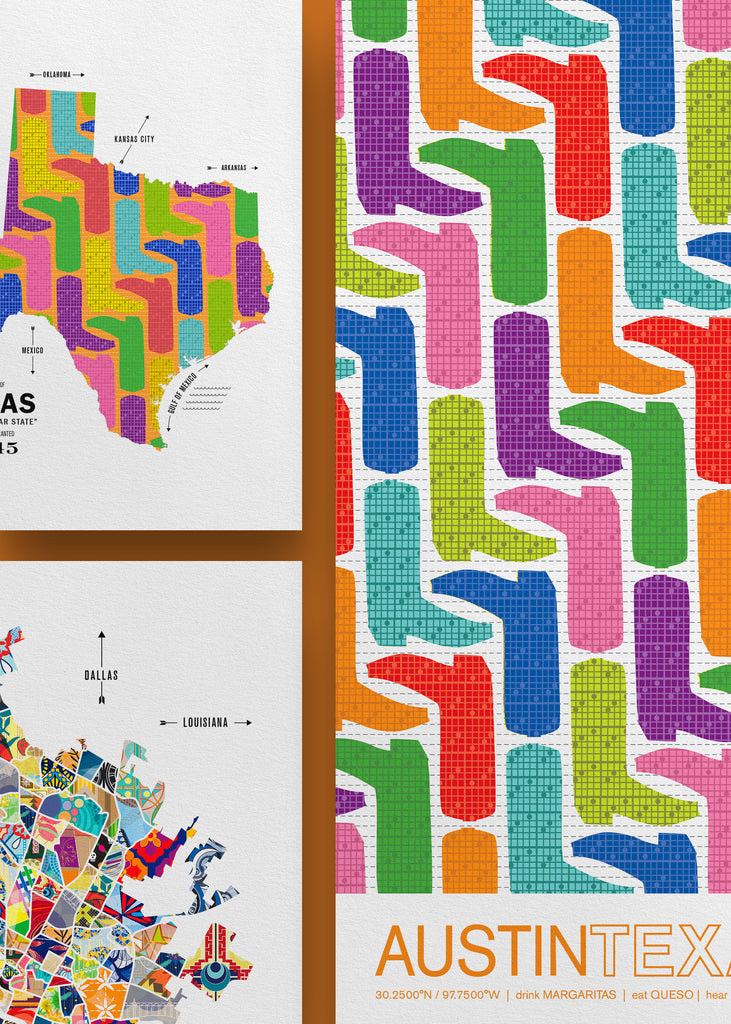Colorful Austin City Map Print