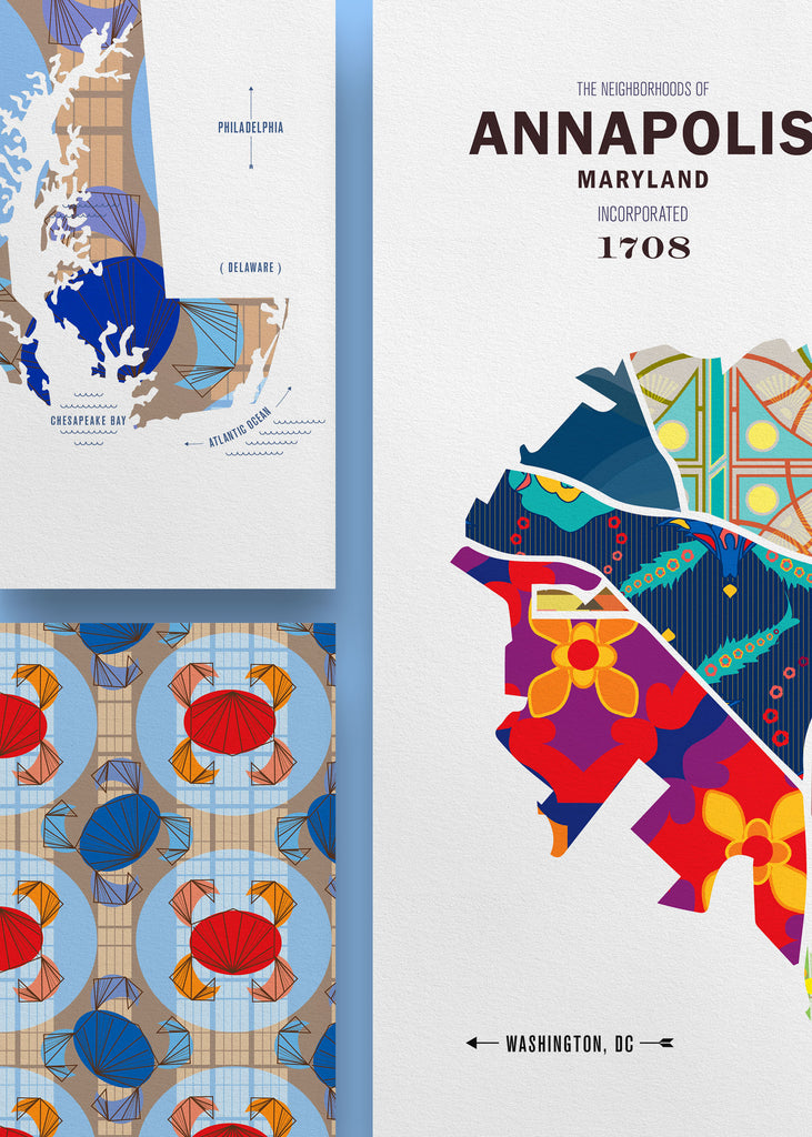 Colorful Annapolis Map Print Poster