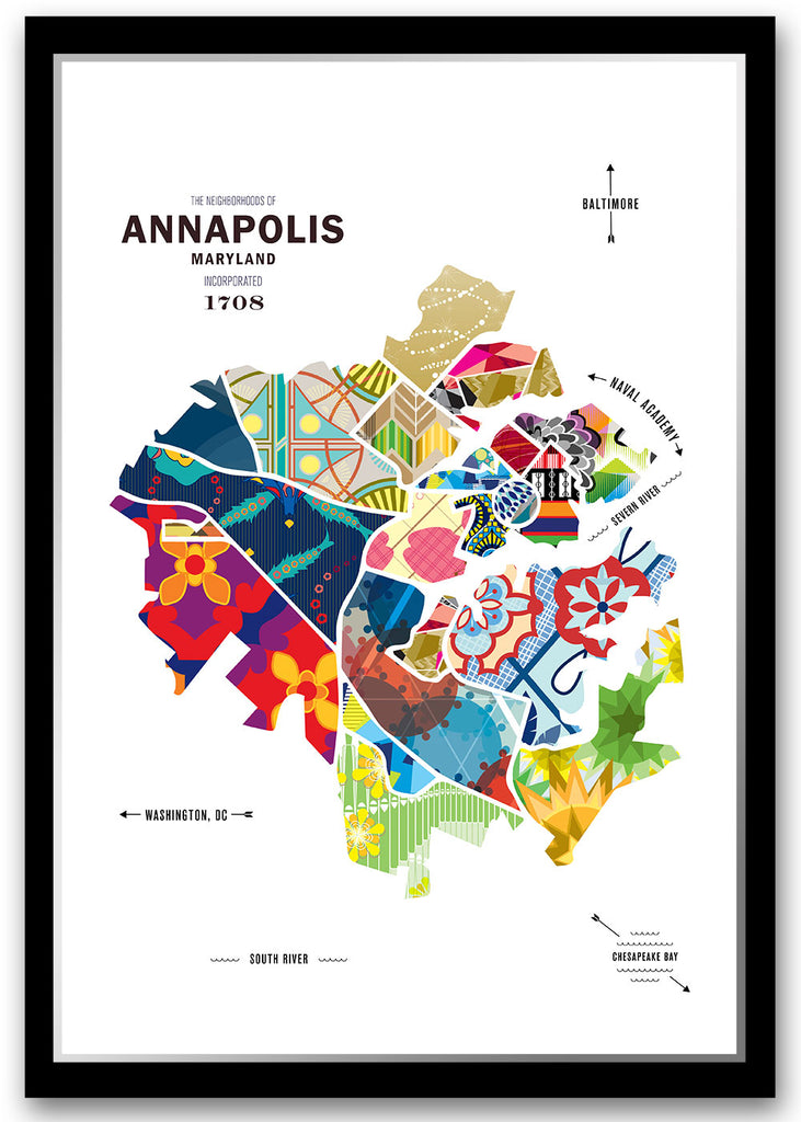 Colorful Annapolis Map Print Poster