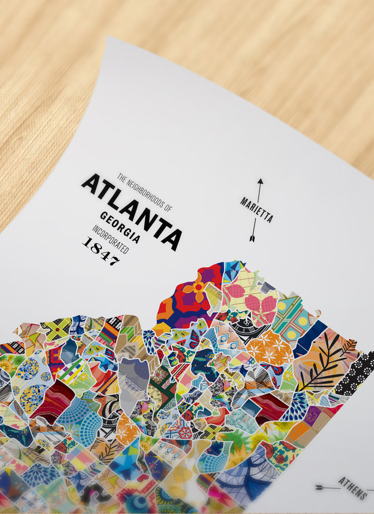 Colorful Atlanta City Map Print