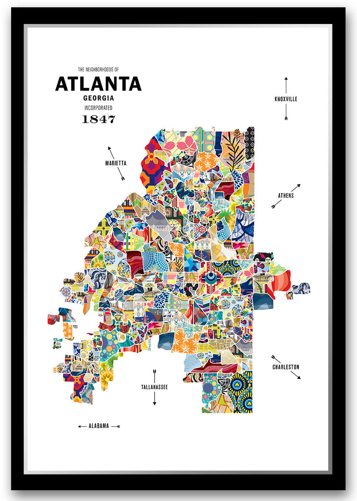 Colorful Atlanta City Map Print