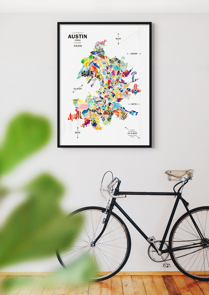Colorful Austin City Map Print