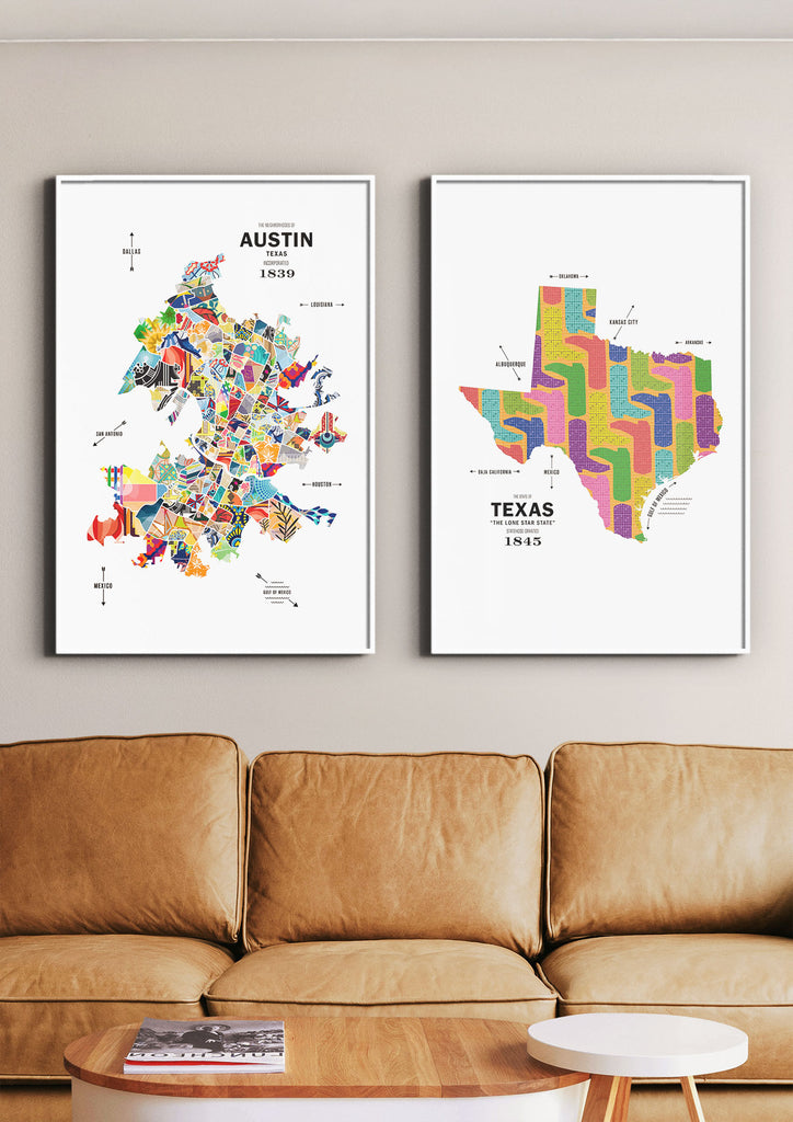 Colorful Austin City Map Print