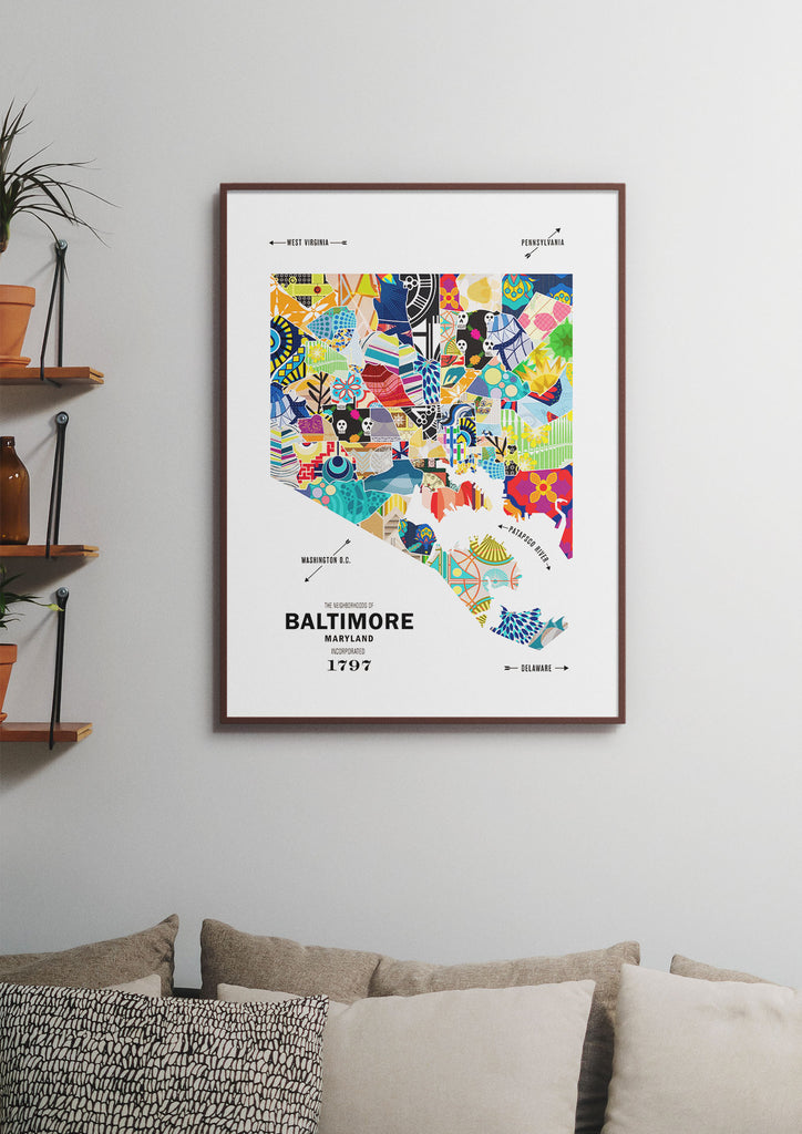 Colorful Baltimore City Map Print