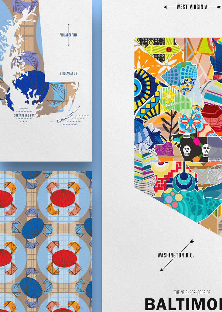 Colorful Baltimore City Map Print