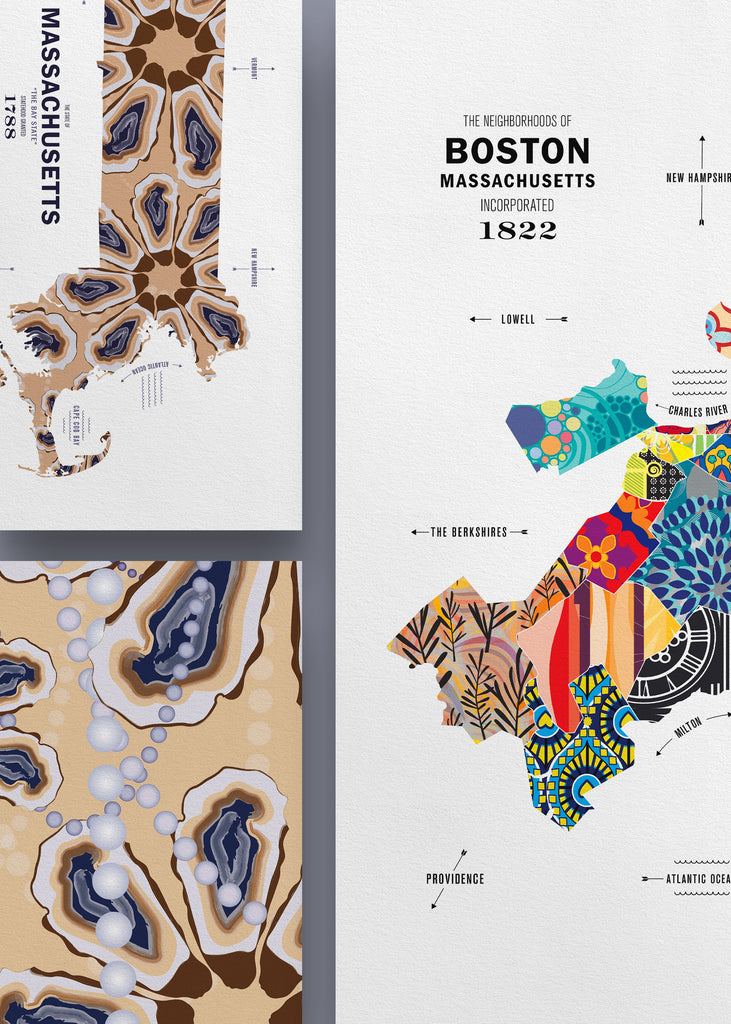 Colorful Boston Map Print