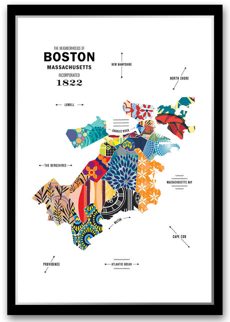 Colorful Boston Map Print