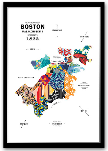 Colorful Boston Map Print