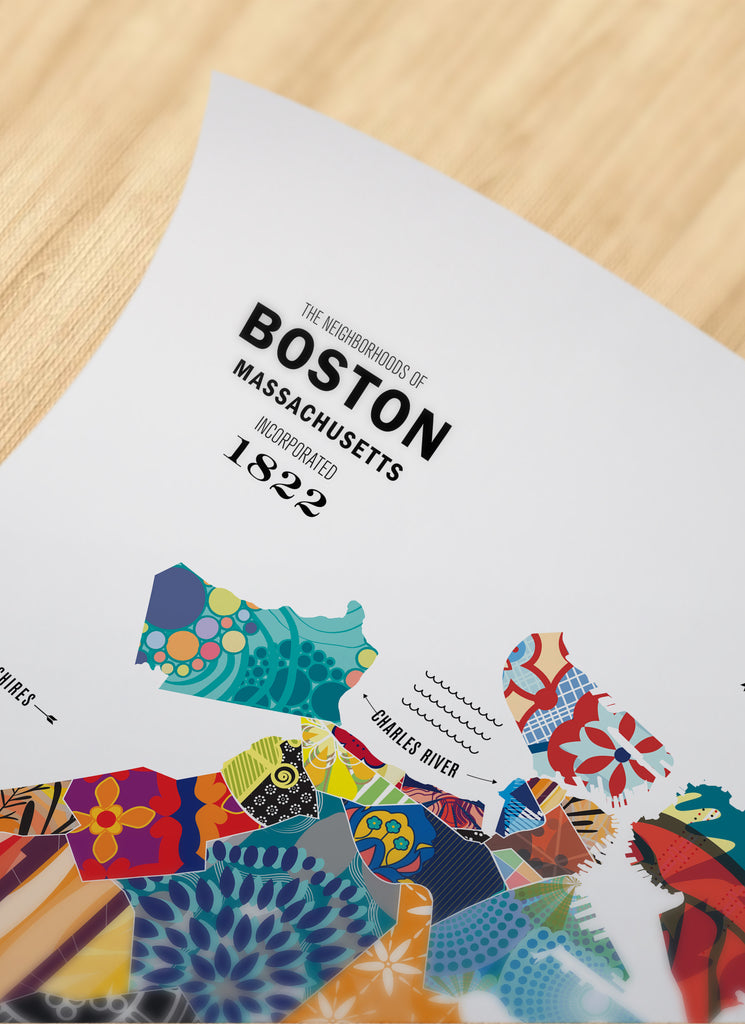 Colorful Boston Map Print