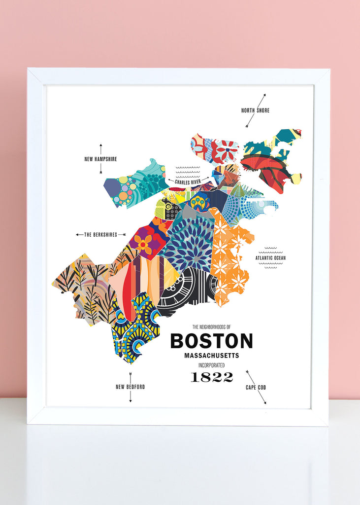 Colorful Boston Map Print