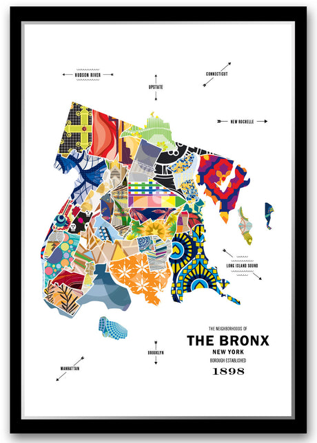Colorful The Bronx Map Print