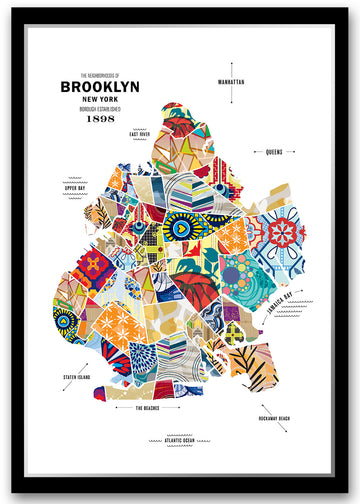 Colorful Brooklyn, NY City Map Print