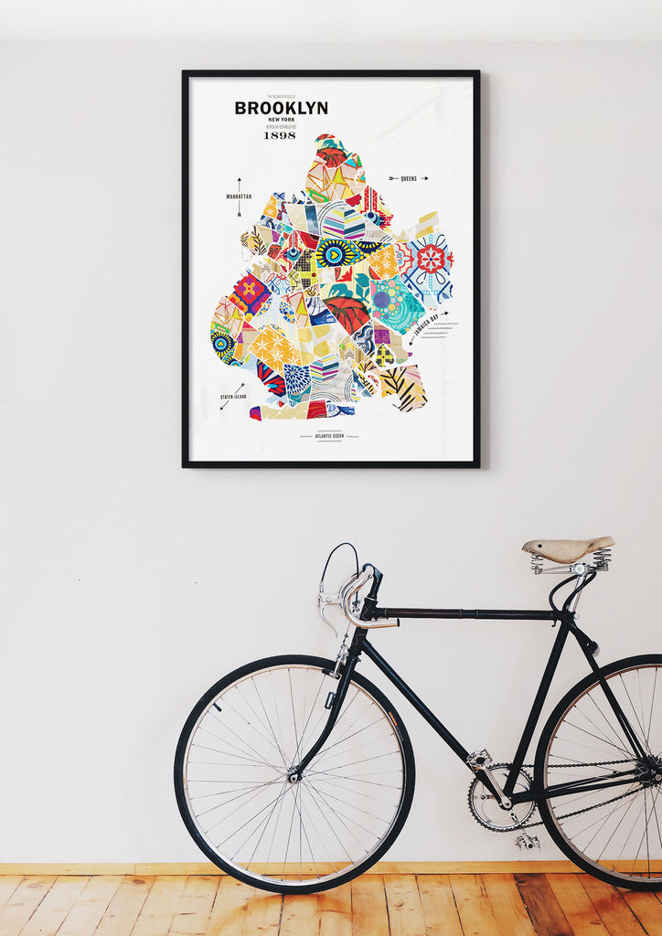 Colorful Brooklyn, NY City Map Print