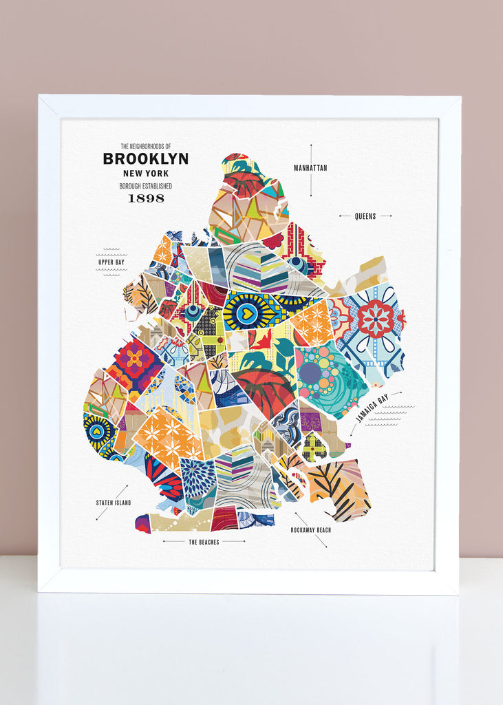 Colorful Brooklyn, NY City Map Print