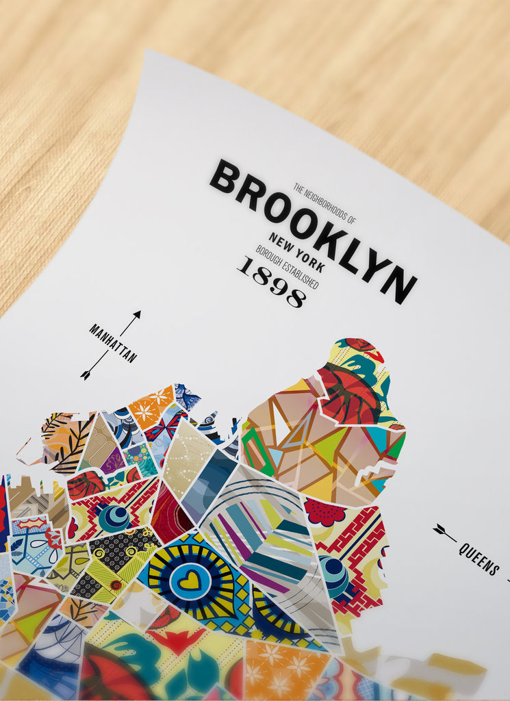 Colorful Brooklyn, NY City Map Print