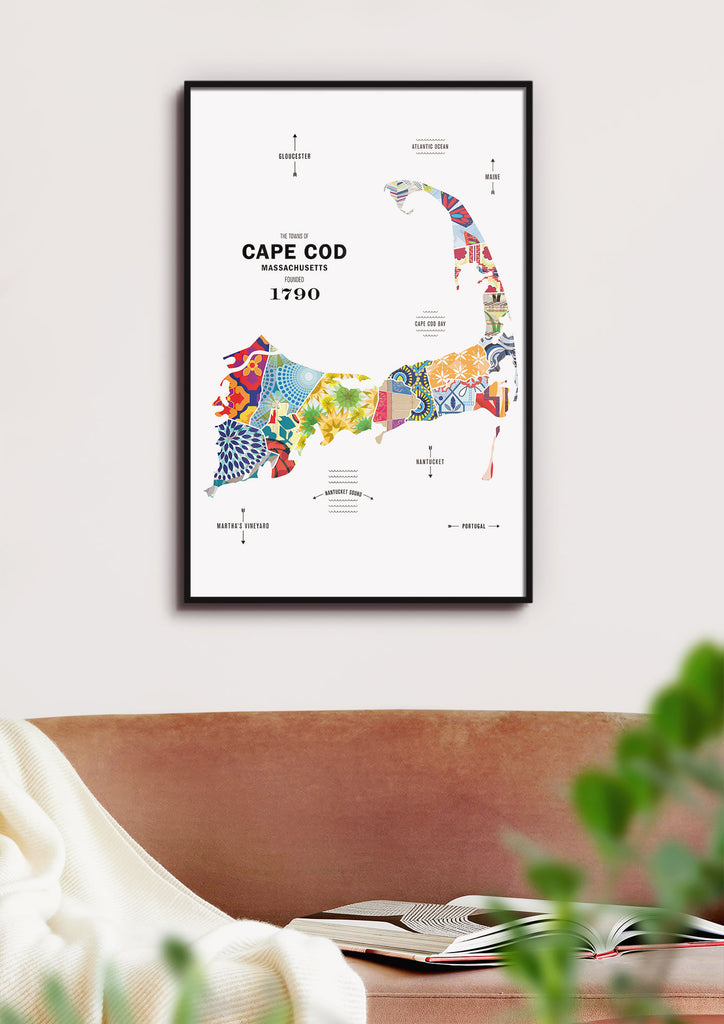Colorful Cape Cod, MA Map Print