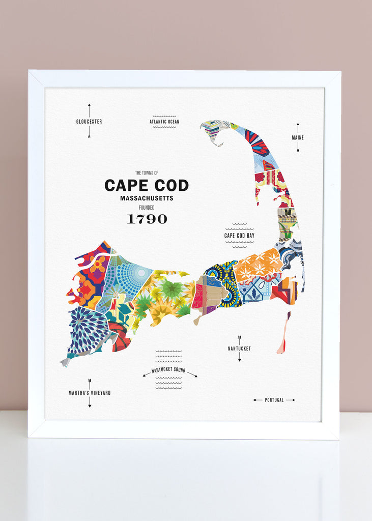 Colorful Cape Cod, MA Map Print
