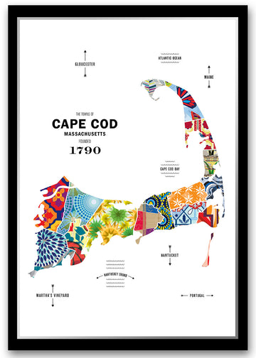 Colorful Cape Cod, MA Map Print