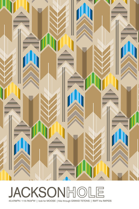 Colorful Jackson Hole, Wyoming Travel Poster