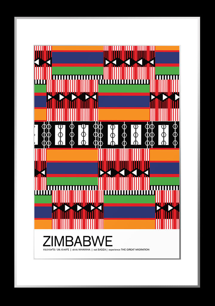 Colorful Zimbabwe Travel Poster