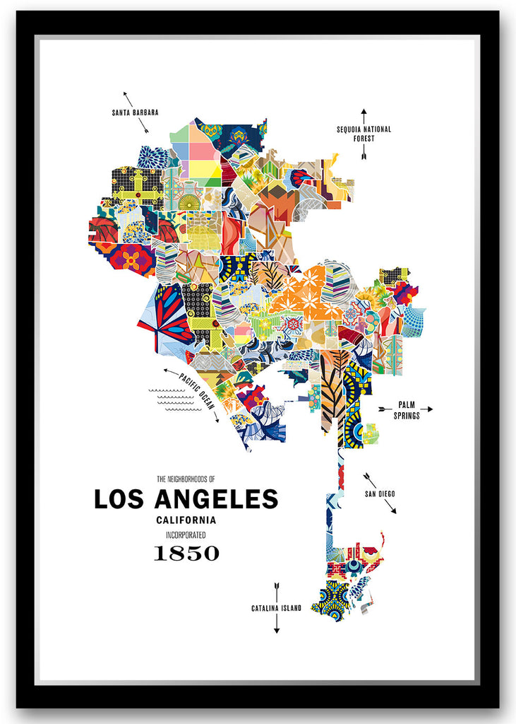 Colorful Los Angeles City Map Print