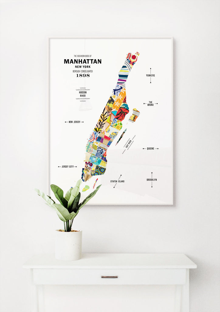 Colorful Manhattan City Map Print